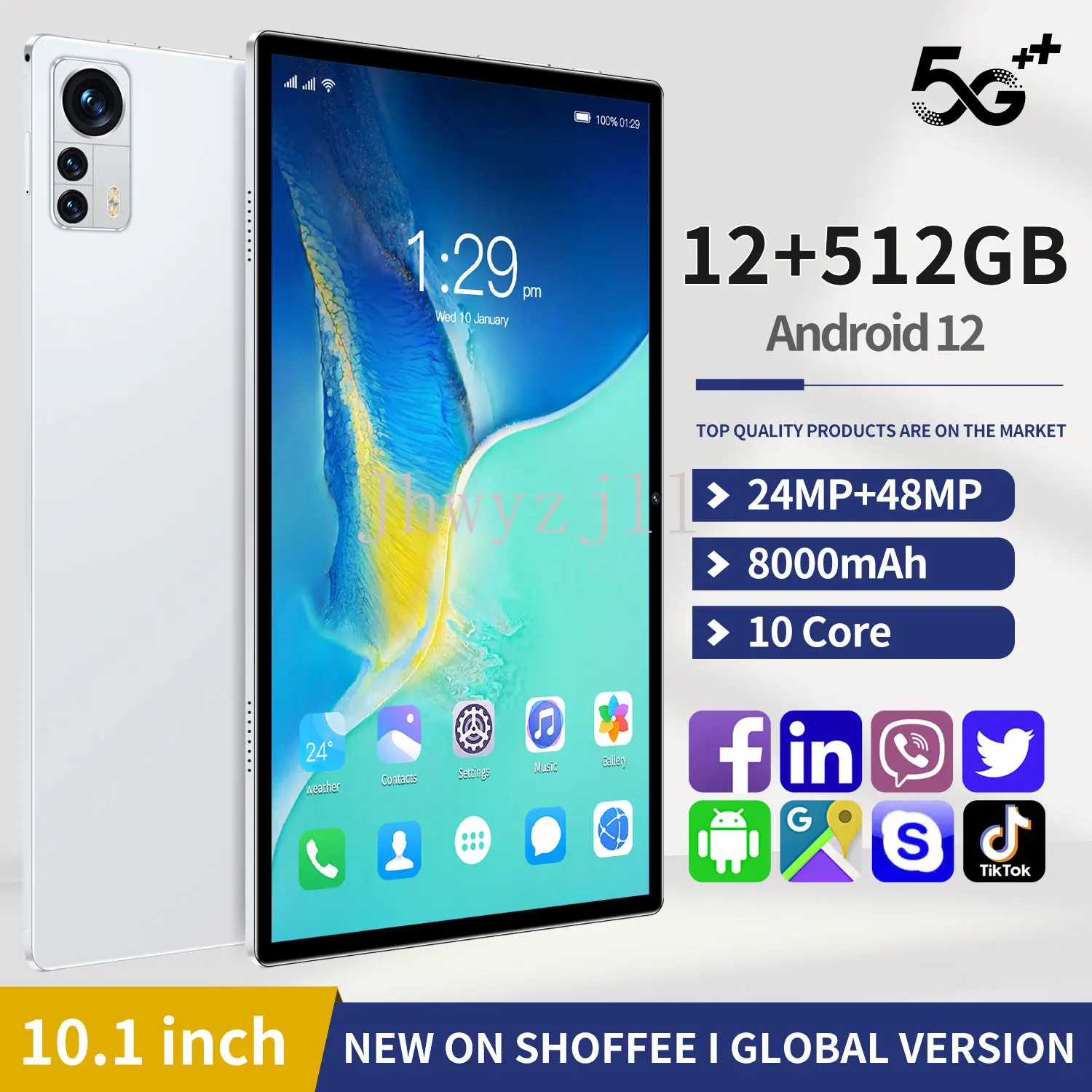 

Планшет Pro на Android 11, восемь ядер, экран 10,1 дюйма, 12 Гб + 512 Гб