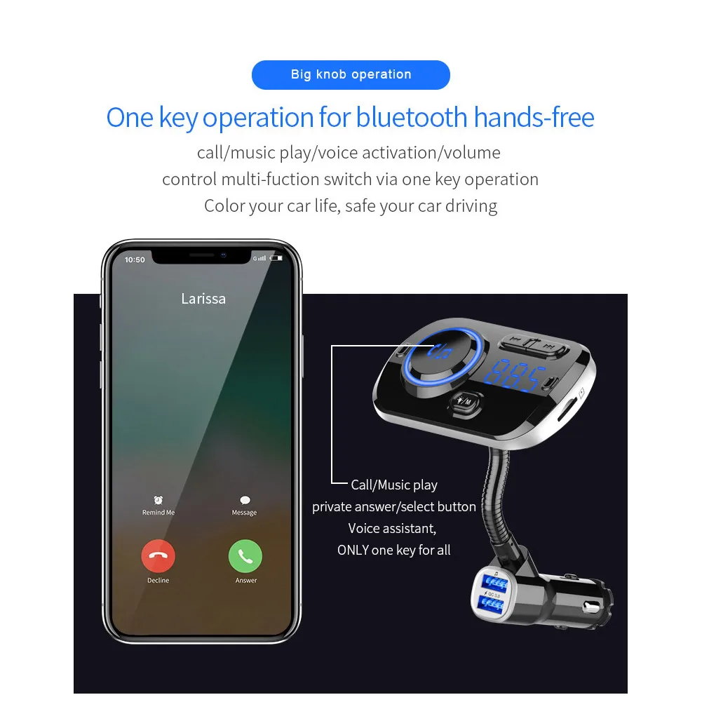 

Беспроводной FM-трансмиттер C3.0, Bluetooth, аксессуары для автомобиля