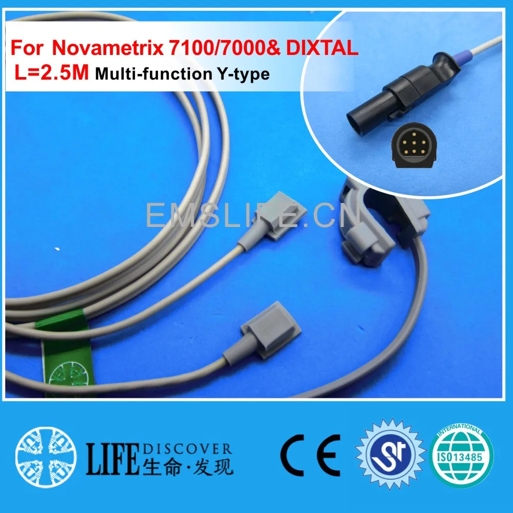 Многоразовый многоразовый датчик spo2 Y для Novametrix 7100/7000&ampDIXTAL с силиконовой пленкой