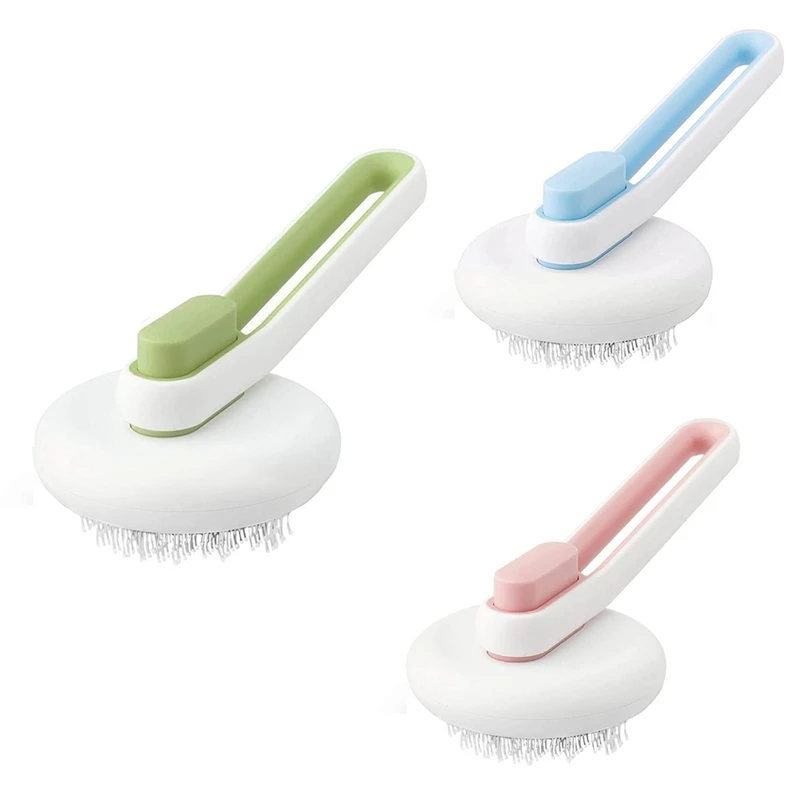 

Cat Brush, One-Click Cleaning Shedding And Grooming Brush,Pet Hair Brush With Rubber Bristle,Soft Anti-Slip Handle