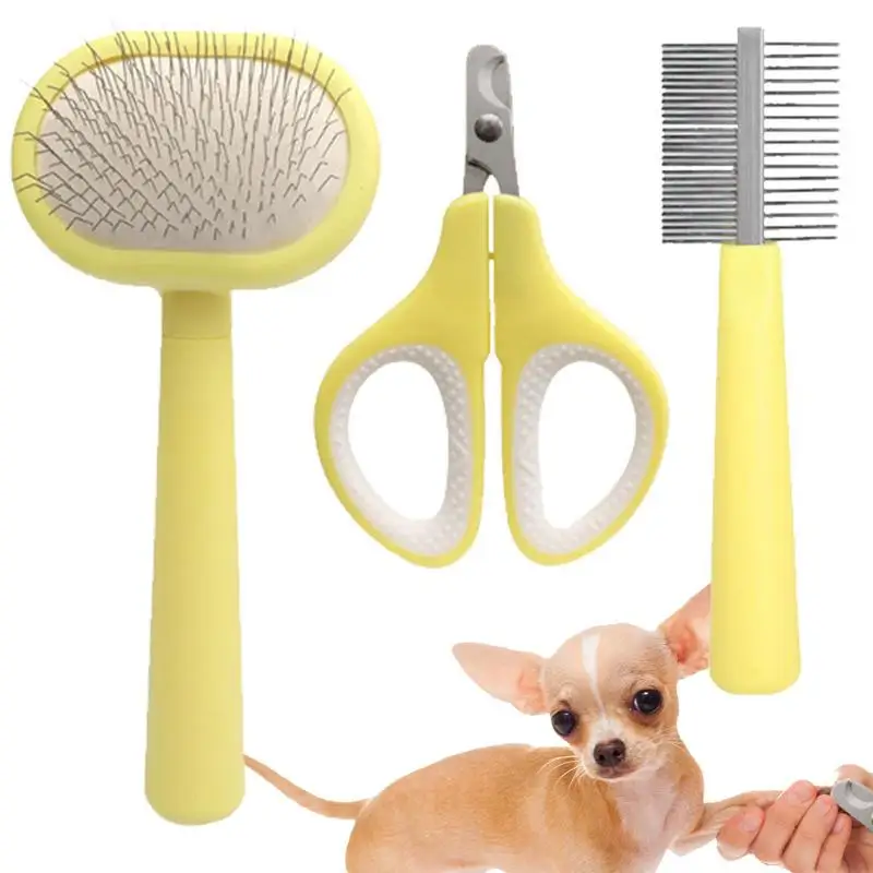 

Pet Grooming Set With Massager Brush Cat Dog Accessories Comb Pet Nail Scissors Stainless Steel Mini Hair Grooming Brush