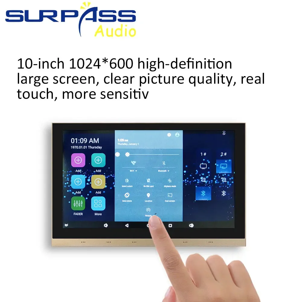 Беспроводной Wi-Fi Bluetooth 10-дюймовый сенсорный экран в настенном усилителе