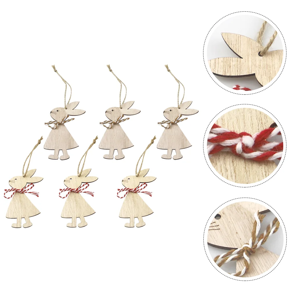 

6Pcs Crafts Holiday Gifts Hanging Decors Rabbit Pendants for Home Decor