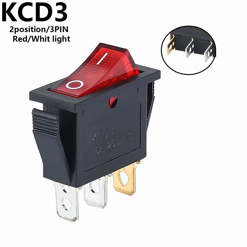 

Кулисный переключатель KCD3 3-контактный 16А 250В