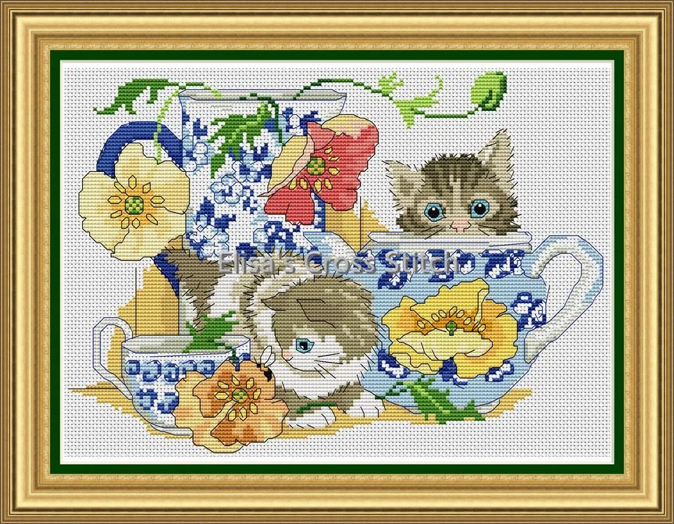 

KTF024 Cross Stitch Kit Cartoon Cat Art Homfun Maison Cross Stich Painting Joy Sunday Christmas Decorations For Home Homefun
