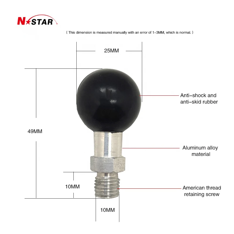 Фото M10 Ram Mount 1 ''шаровой адаптер M10 X 1,25 с резьбой, шаровая основа Nstar, держатель для телефона для мотоцикла, крепление для мобильных аксессуаров №2
