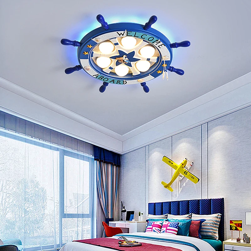 

Mediterranean sea rudder children bedroom decor led lamp ceiling lights for room lamps for living room indoor lighting lamparas