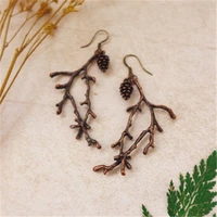 new products hot selling fashion trend jewelry creative design bronze dead branches pine cone pendant earring jewelry