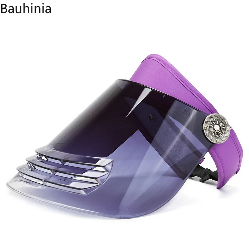 Bauhinia Anti-UV Solar Protection Sun Hat Unisex Summer Transparent Visors Caps Face Cover Shield Casual Outdoor Beach Hats