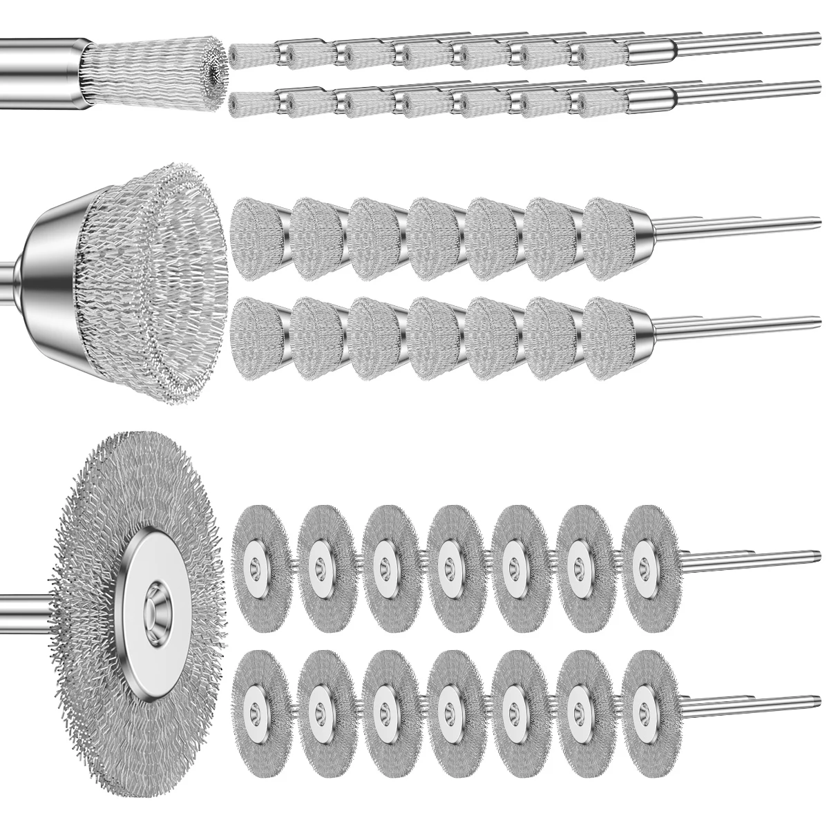 

120Pcs Wire Brush Wheel Stainless Steel Wire Brush Scratch Free Flexible Abrasive Wire Wheel Drill Attachment Kit for Removing