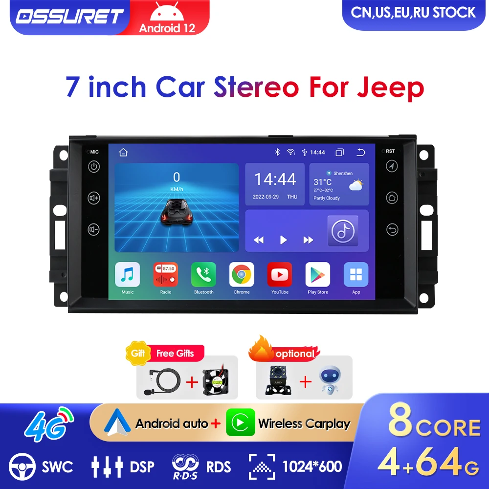 

2G+32G Android10 Car GPS Radio For Jeep Grand Cherokee Commander Wrangler Stereo Dodge Chrysler Journey Avenger WIFI BT SWC 2din