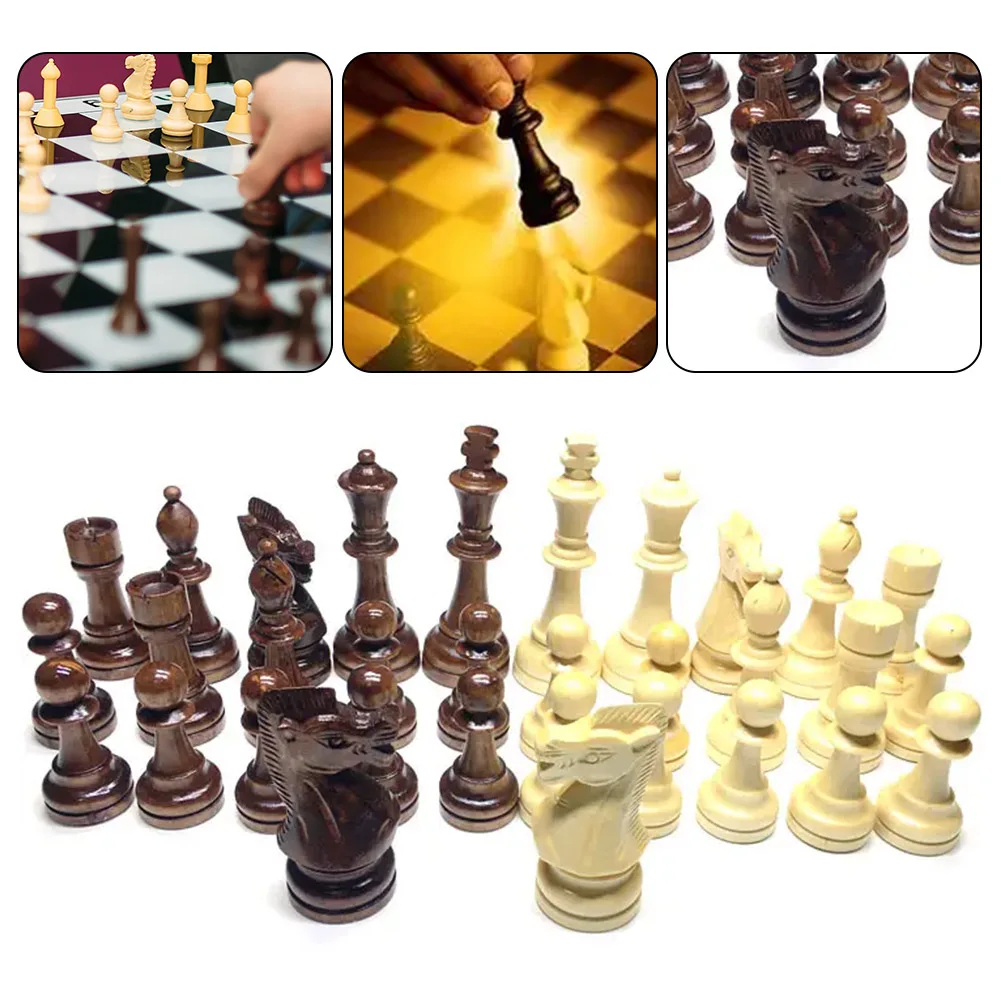 

32Pcs Tournament Chess Pieces Plastic Staunton Only Chess Piece Set King Queen Pawns Figurine Chess Game Set Chess Table Games