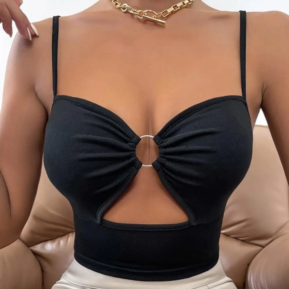 

Easy to Clean Comfy Solid Color Paneled Ring Wrap Camisole Tank Top for Dating