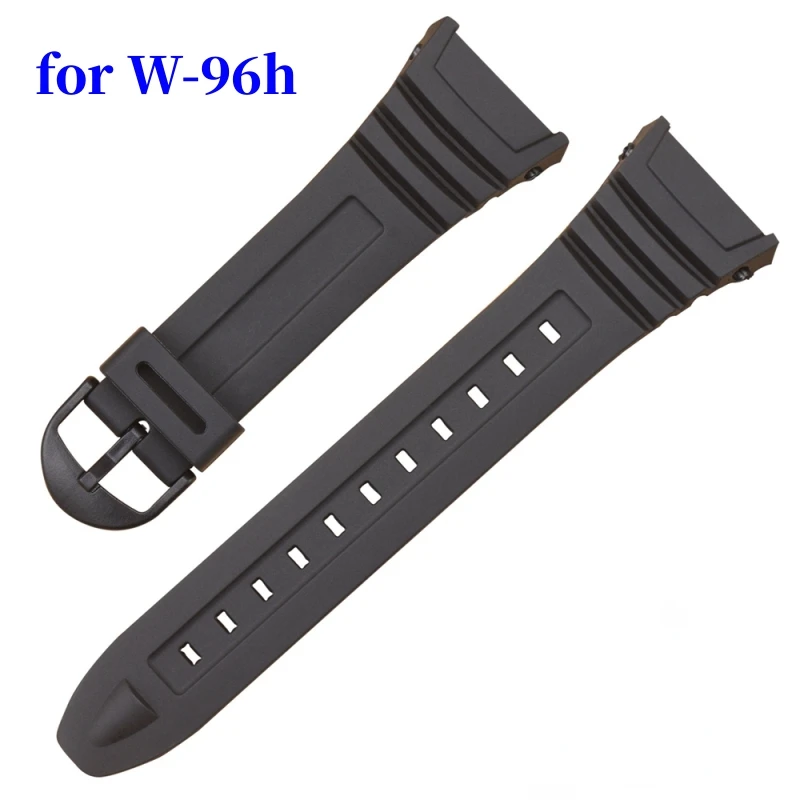 

For Casio W96H Watchband W-96H W-96H-1AV W-96H-9AV Silicone Strap 18mm Sport Watch Accessories Waterproof PU Replacement Band