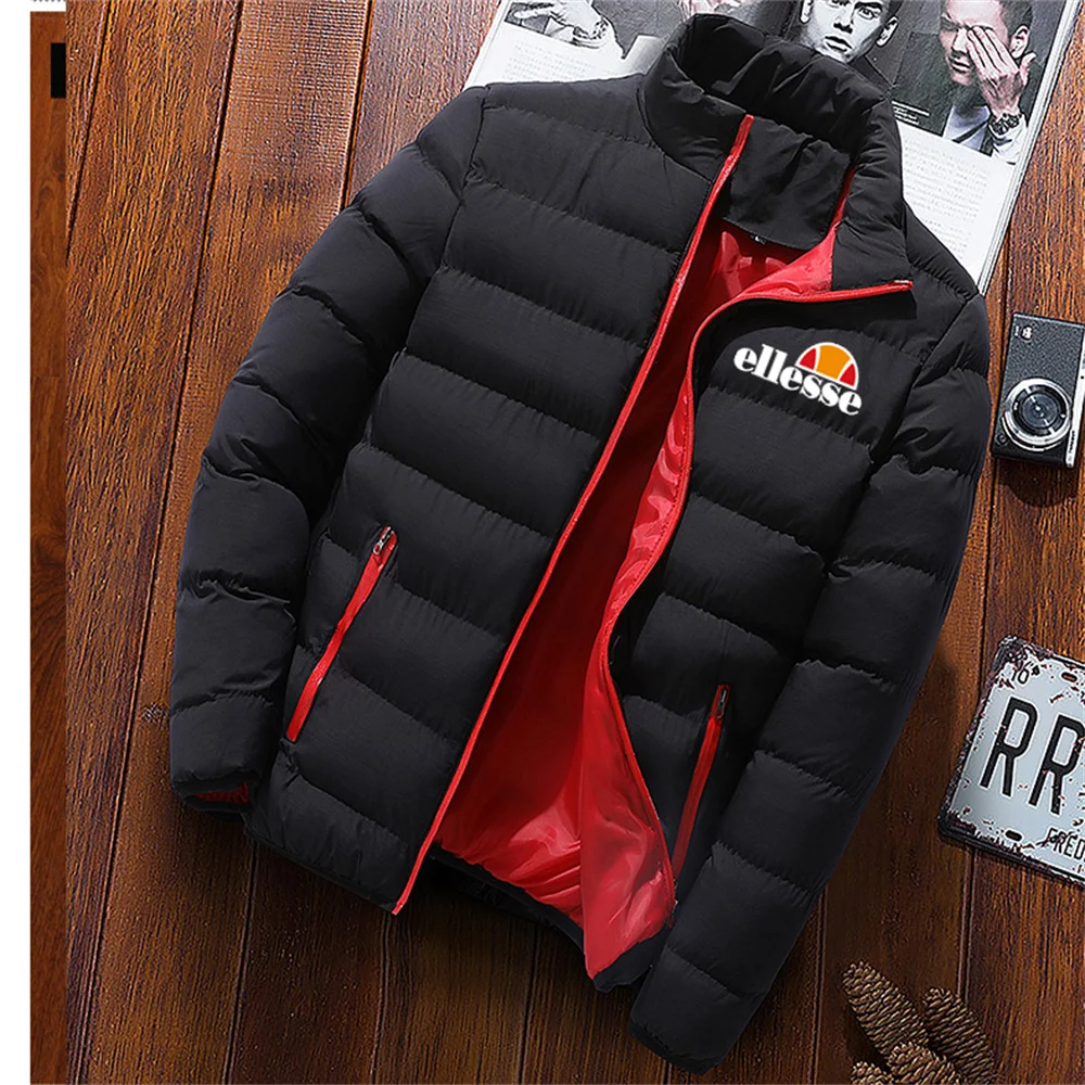 

2022 New Autumn Winter Men Casual Jackets Fashion Long-Sleeved Letteer Printed Zip Cardigan Down Thick Coats Male Clothing M-6XL