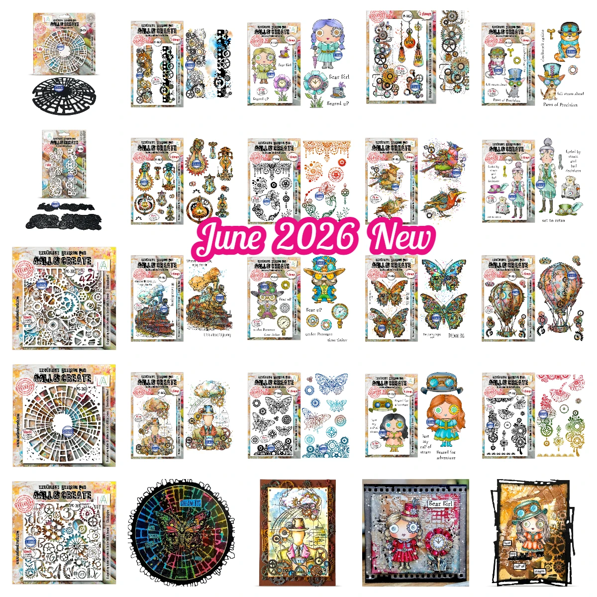 Фото Новинка июня 2026: Металлические вырубные штампы Aall&Create Maze Wheel Clockspire Steamheart Precision Paws для скрапбукинга и рукоделия №1