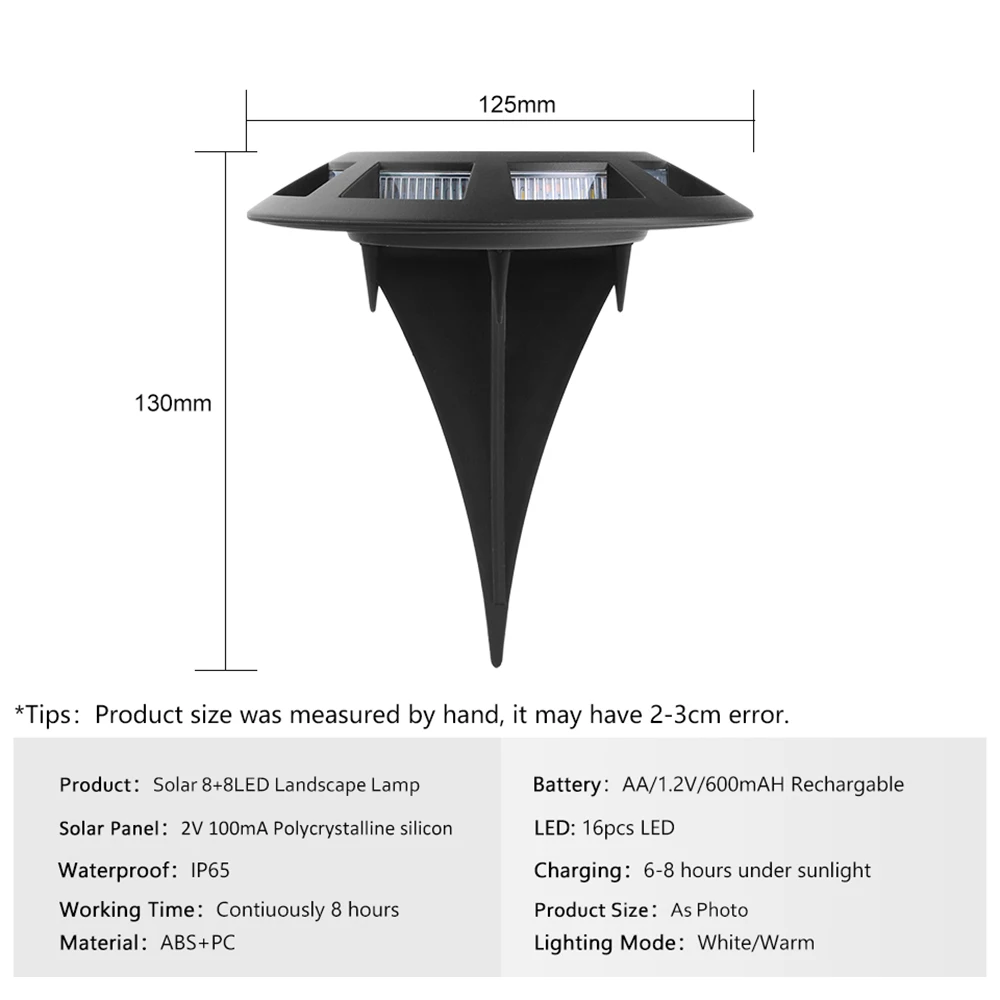 Уличный фонарь на солнечной батарее 8 светодиодов водонепроницаемая панельная