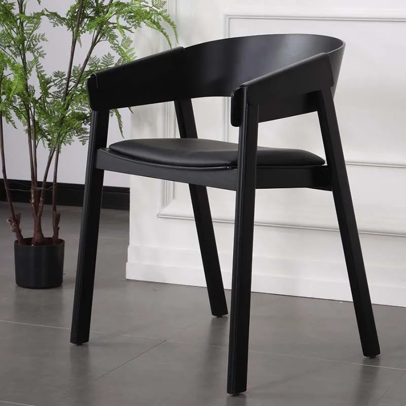 

Black Solid Wood Dining Chairs Modern Mid Century Luxury Weddings Dining Chairs Fashion Unique Handle Cadeira Indoor Furniture