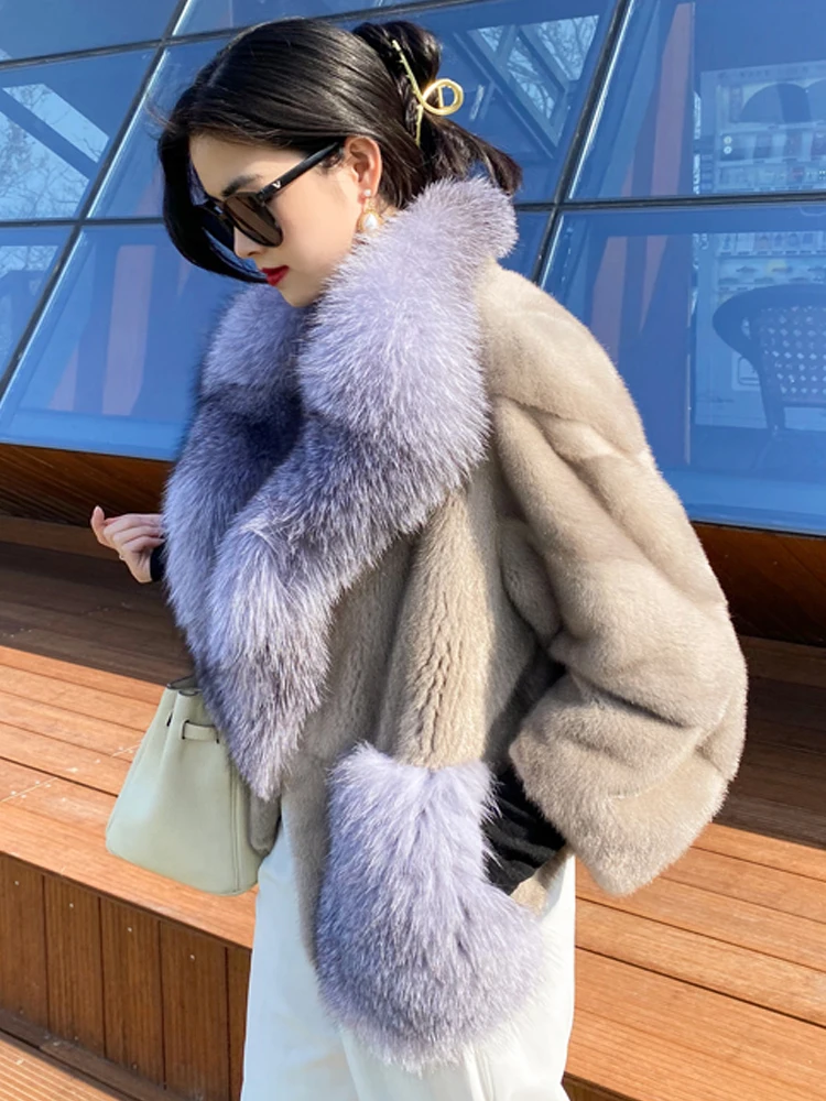 

2022 New Import Real Mink Fur Coats Women High Quality Winter Fox Fur Warm Thick Natural Mink Fur Jackets Female Parka