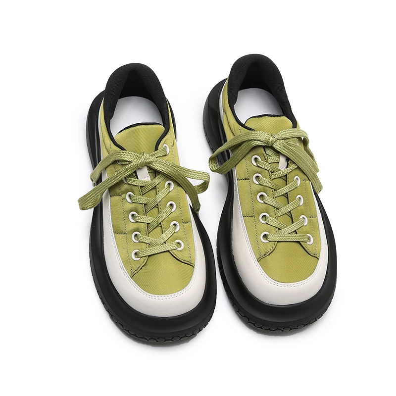 

Женские парусиновые кроссовки на массивной подошве, зеленые Дизайнерские кроссовки на платформе Ulzzang, розовая дышащая повседневная спорти...