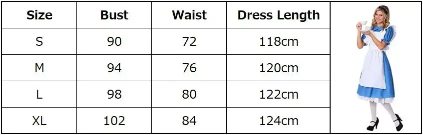 Хэллоуин Алиса в стране чудес костюм горничной для взрослых женщин косплей синий