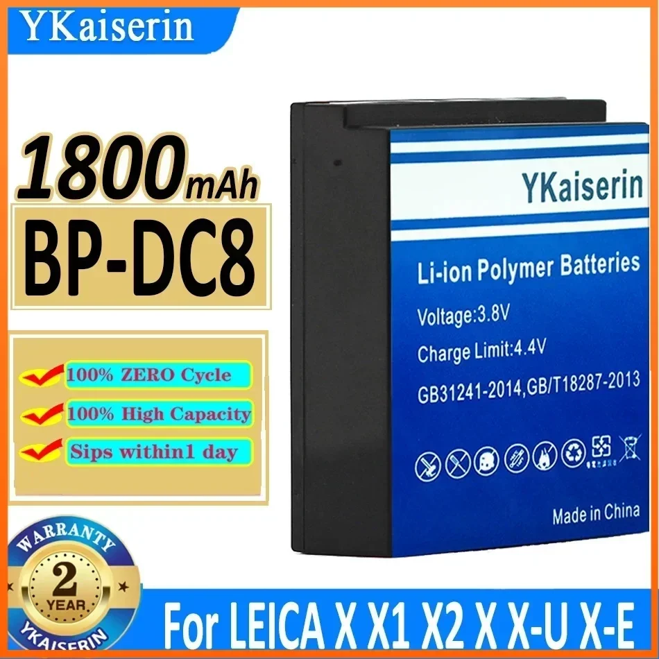 YKaiserin BP-DC8 BPDC8 Аккумулятор 1800 мАч для LEICA X Vario X1 X2 Typ113 X-U X-E Typ102 Typ107 большой емкости