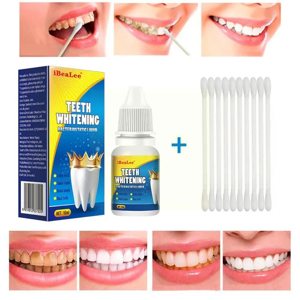 

10g Teeth Whitening Essence Serum Dental Whitening Hygiene Bleach Fresh Plaque Powder Stains Remove Dental Tools Breath D1I3