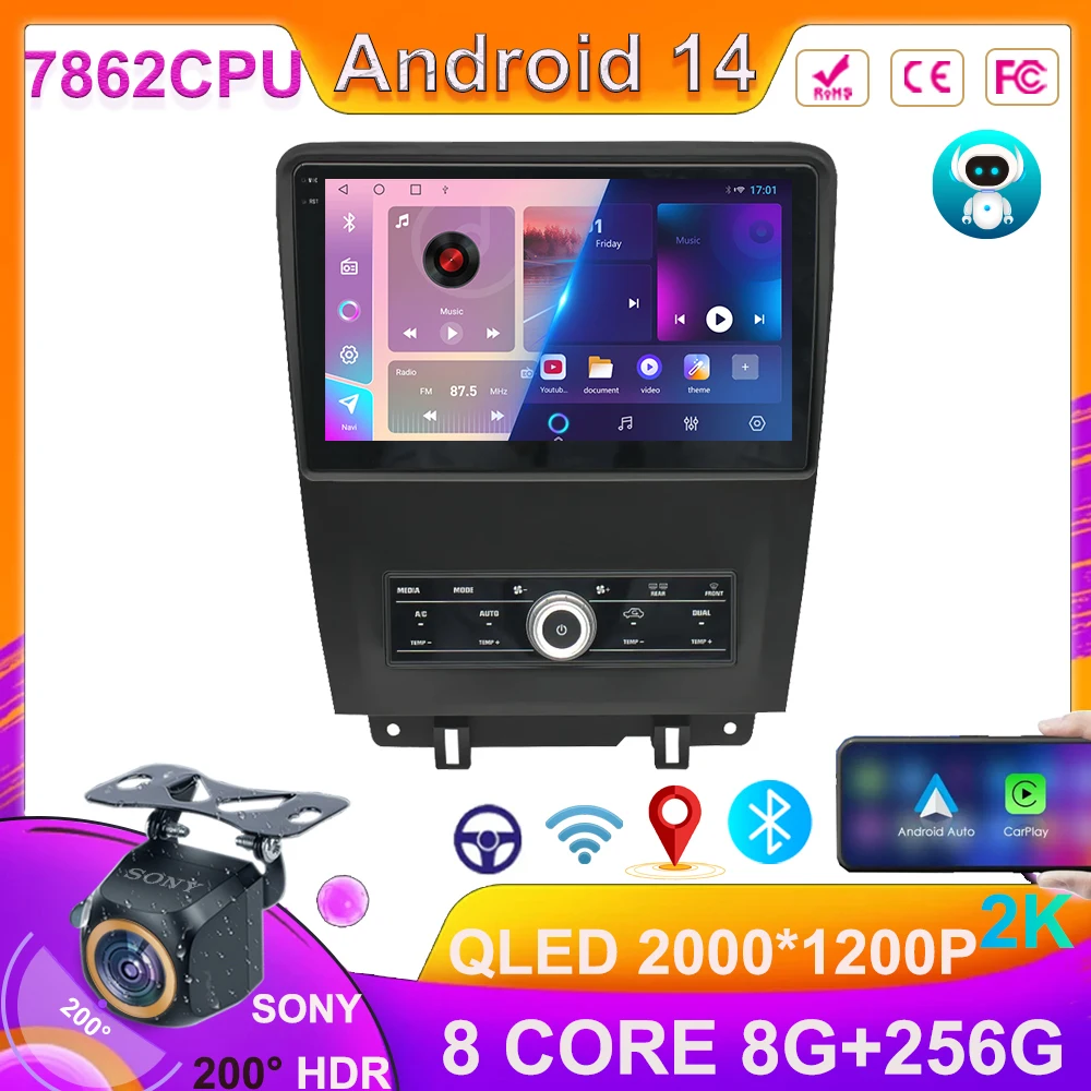 Автомобильный Android 14 для Ford Mustang 2010 - 2014 автомобильный радиоприемник Carplay