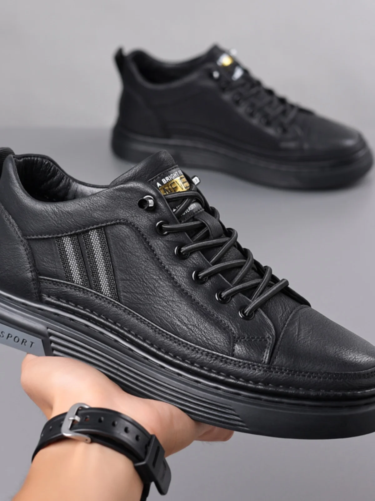 Duke Ston Men's Shoes 2024 Spring New Genuine Leather Soft Bottom Breathable Casual Trendy All-Match Sports Boa...