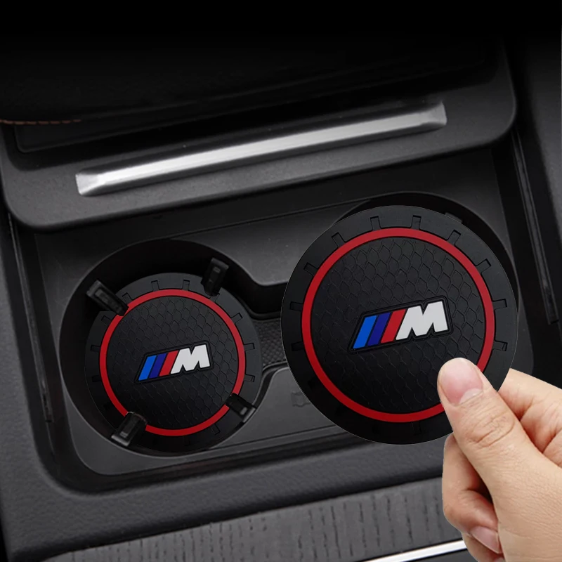

1/2PCS Car Rubber Dustproof Coasters Waterproof Anti-slip Cup Mat Car Styling Accessories for BMW M M1 M5 E34 E36 X1 X3 X5 X6 X7