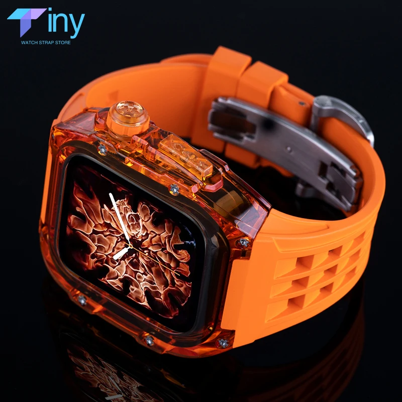 

Luxury Glacier Transparent Modification Kit for Apple Watch Case Ultra 49mm 45mm 44mm Rubber Band IWatch Series 8 7 6 SE 5 4