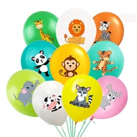 20pcs 12inch jungle animal latex balloons cow tiger zebra leopard foil balloon birthday party decor kids birthday gift globos