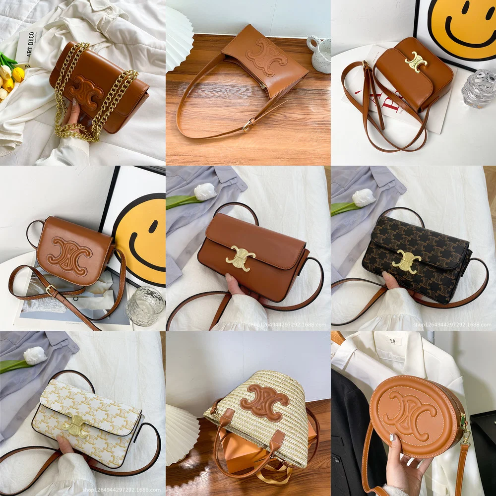 

New Arc De Triomphe Mini Round Bag Shoulder Messenger Bag Summer Straw Bag Luxury Designer Vintage Women Bag Crossbody Bag