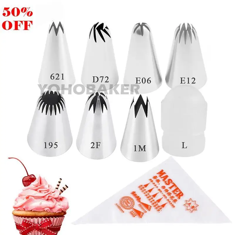 

18PCS Cakes Decoration Set Cookies Supplies Russian Icing Piping Pastry Nozzle Stainless Steel Kitchen Gadgets Fondant Decor