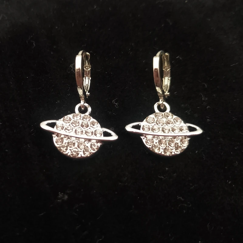 Классические милые золотые серьги-подвески в виде Сатурна стразы модные женские