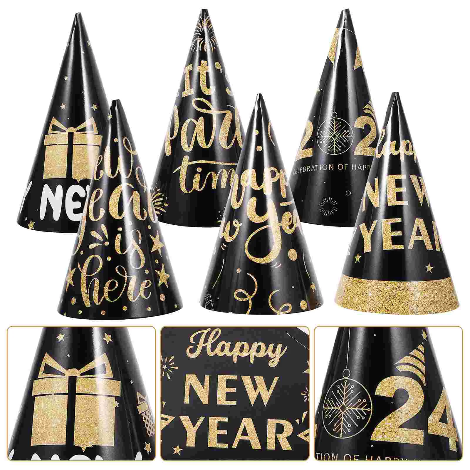 2024 Новогодние шапки Ежедневник вечеринки Черное золото Бумажное фото (Новый тип