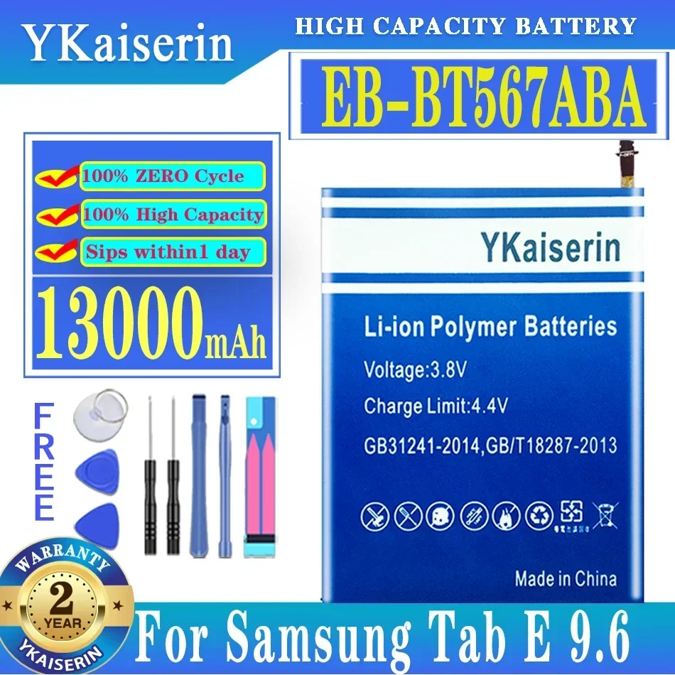 Запасная аккумуляторная батарея ykaisсеребрин 13000 мАч для Samsung Galaxy Tab E 9 6 SM T567 T567V +