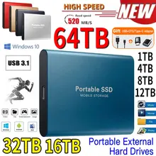 1TB external hard drive Portable SSD 2TB External Solid State Drive USB 3.1/Type-C Hard Disk High-Speed Storage For PC/Mac/Phone