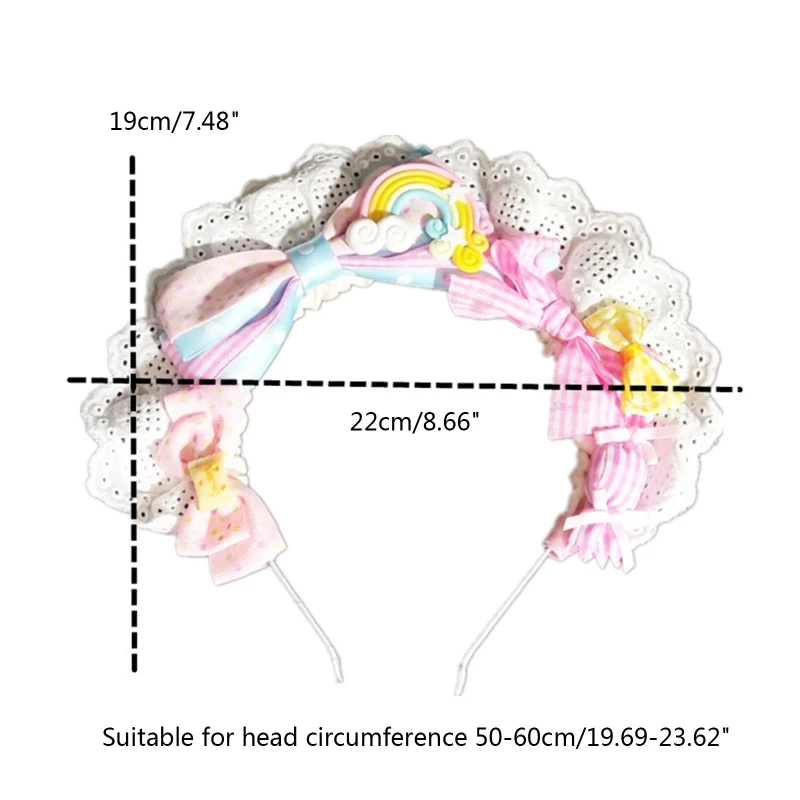 

Delicate Headband Elegant Colorful Bowknot Pleated Laces Hair Hoop Party Headpiece Cosplay Costume Props for Women