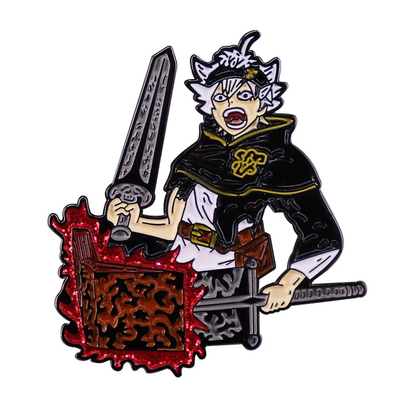 

Black Clover Anime Brooch Ashtar Magic Book Shiny Badge Japanese Style Hard Enamel Pins Jewelry Accessory