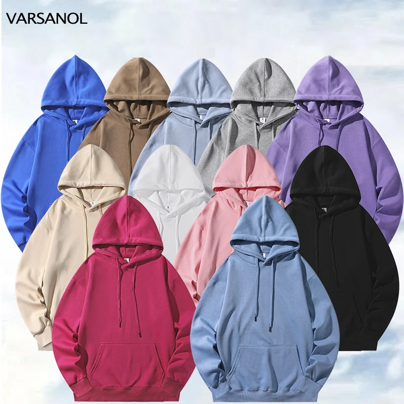 

VARSANOL Winter Hoodies Clothes Men Casual Warm Man Sweatshirts Multicolored Colors Streetwear Cotton Long Sleeve Hooded Tees