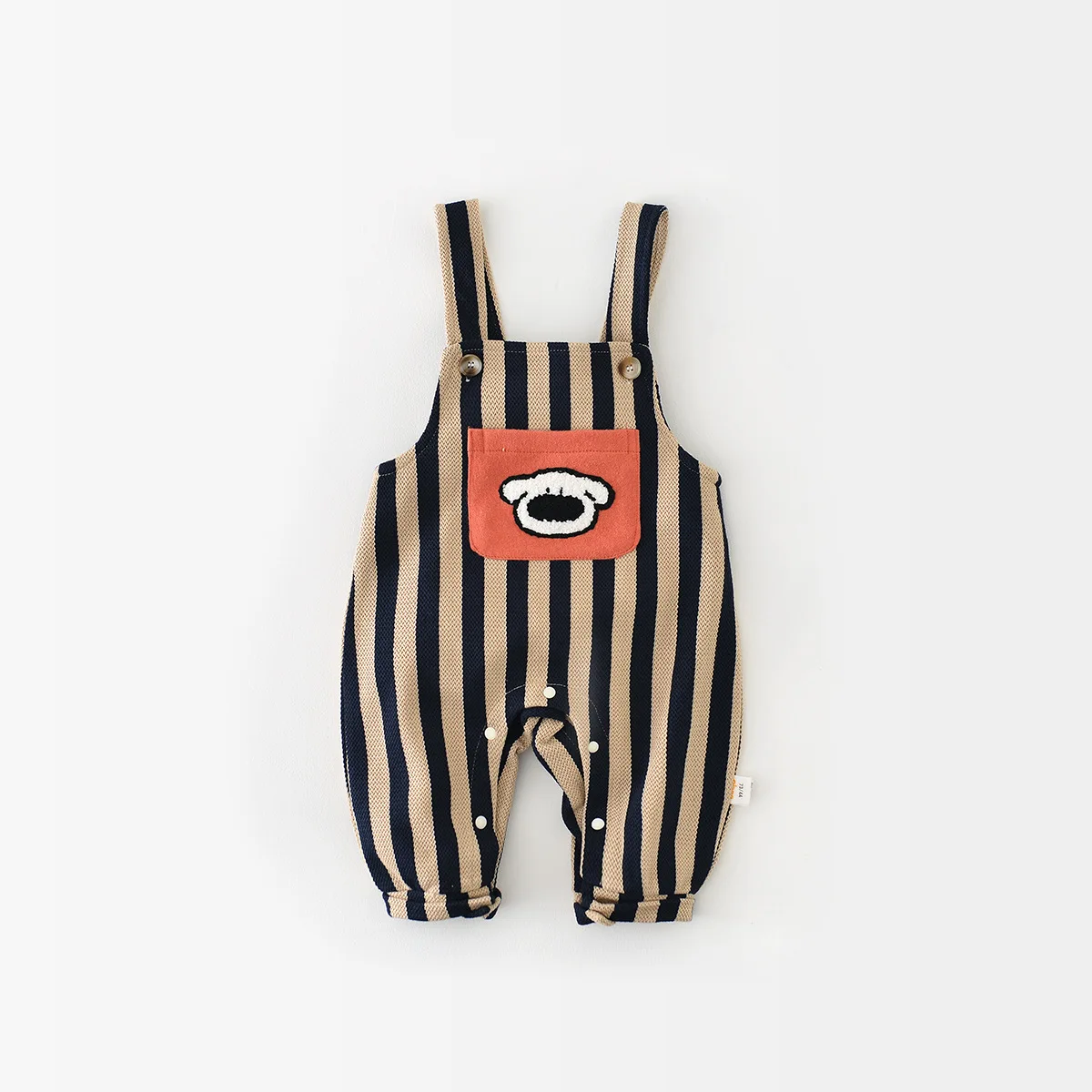 

Осень 2023, штаны для новорожденных, трикотажные комбинезоны в полоску, комбинезон без рукавов для младенцев с мультяшной вышивкой для девочек, повседневные брюки для мальчиков