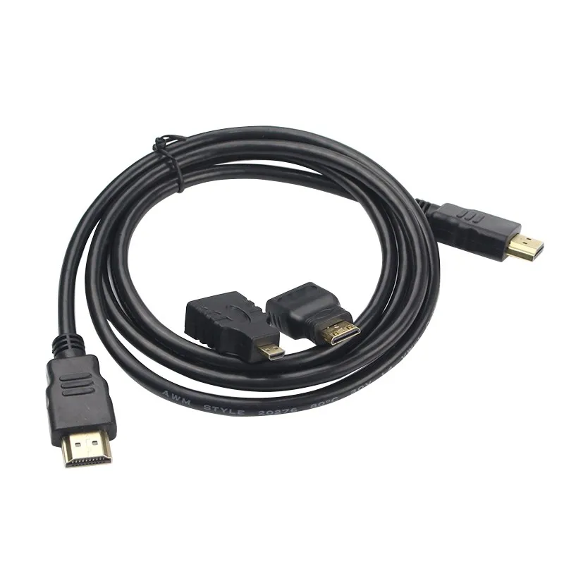 

1,5 м HDMI-совместимый штекер-HDMI штекер с адаптером «гнездо-мини» и переходником «гнездо-микро»