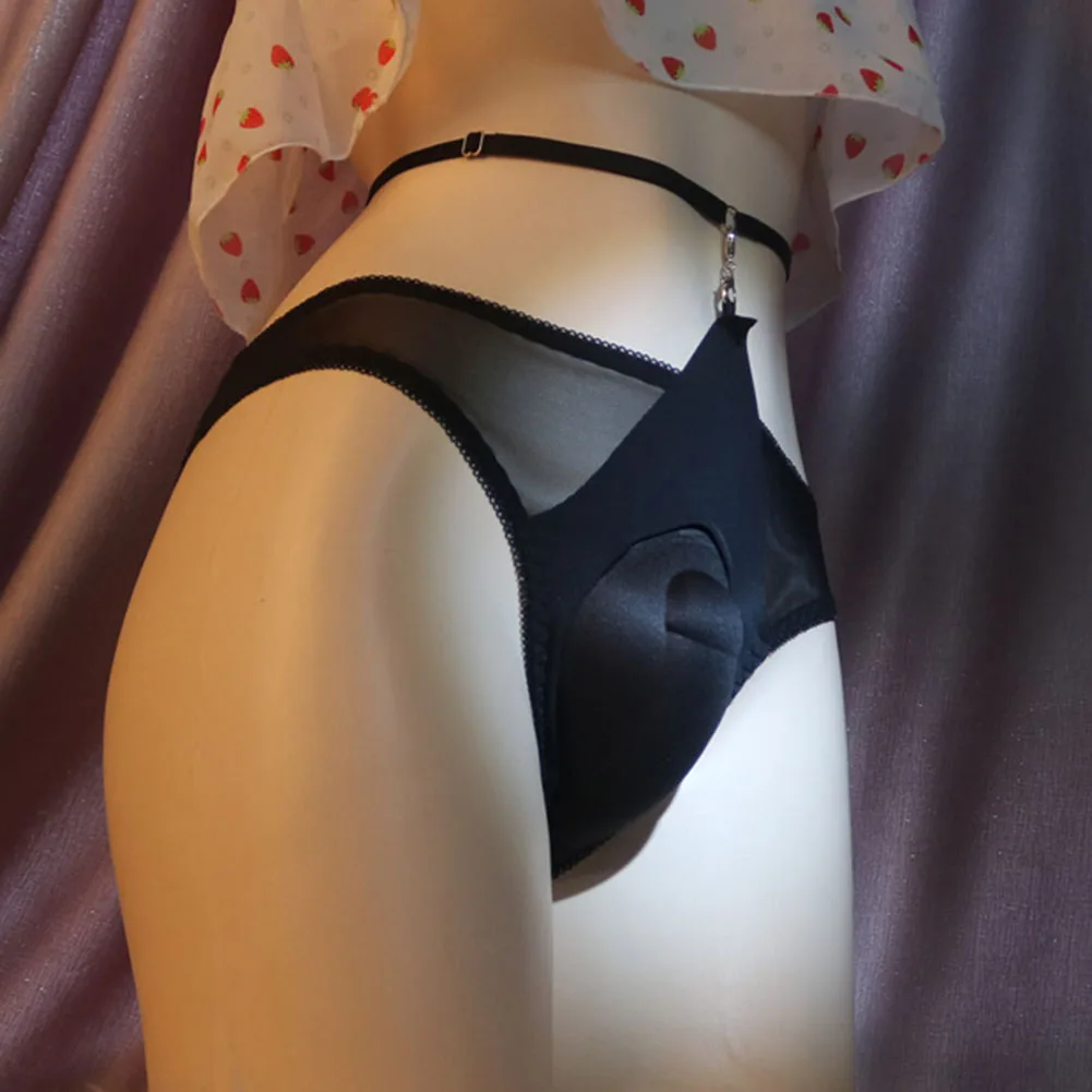 

Sexy Men Sissy Briefs Ultra-thin Mesh Transparent Panties Sponge Pad Pouch Sheath Underwear Hollow Shaping Lingerie Gay Knickers