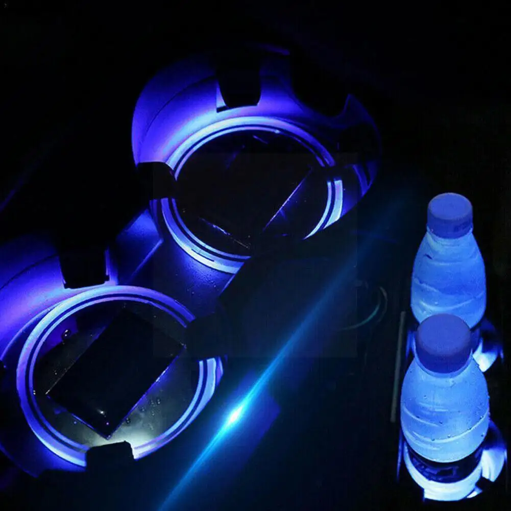 

Auto Led Car Cup Holder Bottom Pad LED Hub Lamp Cover Atmosphere Colorful Mat Welcome Light Coaster Trim Lamp Light Anti-sl V2Y8