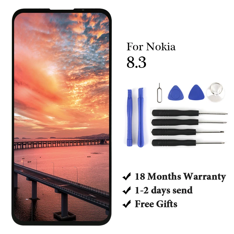 

High Quality For Nokia 8.3 5G LCD Touch Screen Replacement Assembly Black Without Frame With Tools Gifts