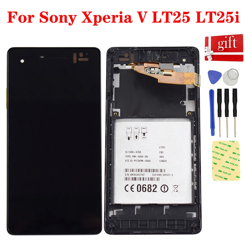 

LCD For Sony Xperia V LT25 LT25i LCD Display Screen Monitor Module Touch Screen Digitizer Sensor Touch Panel Assembly with Frame