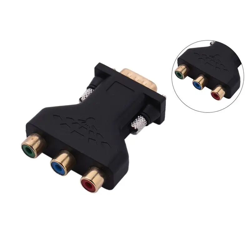 

VGA To AV Adapter VGA To 3RCA Plug Converter Component Video Jack Connector For DVD TV Projector High Definition Devices