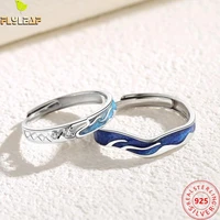 ice free port blue wave couple ring real 925 sterling silver zircon lovers rings original design romantic fine jewelry 2022 new