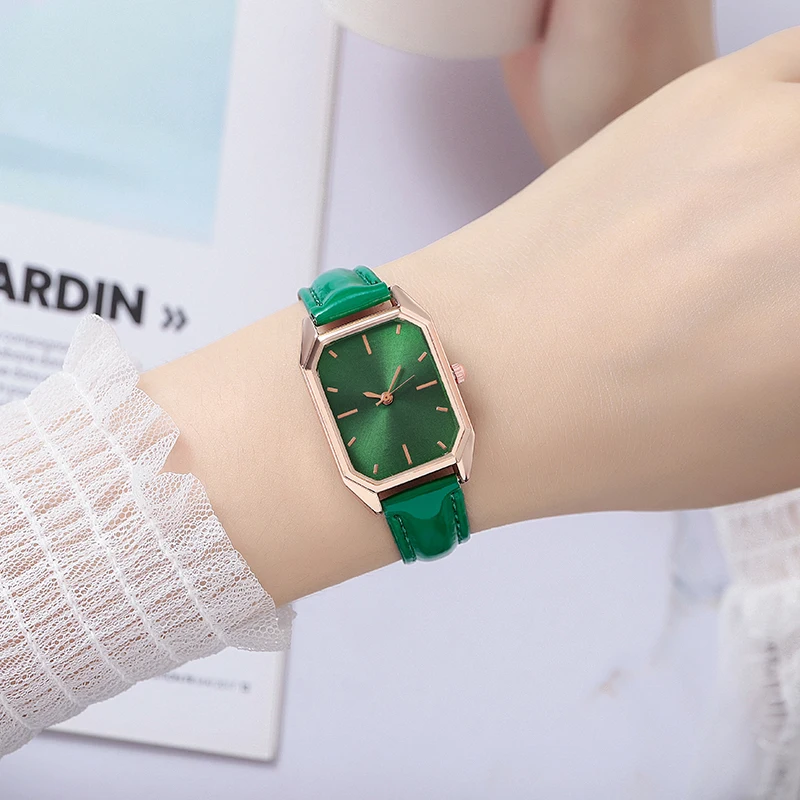 

Fashion foreign trade scale contracted small square with the same color quartz female belt watch11